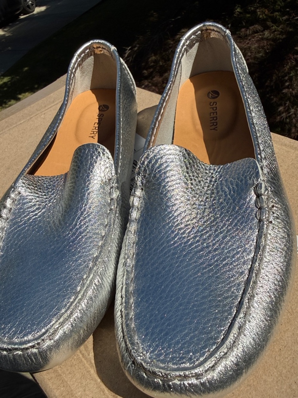 Sperry Silver Metallic Slip-On Loafers